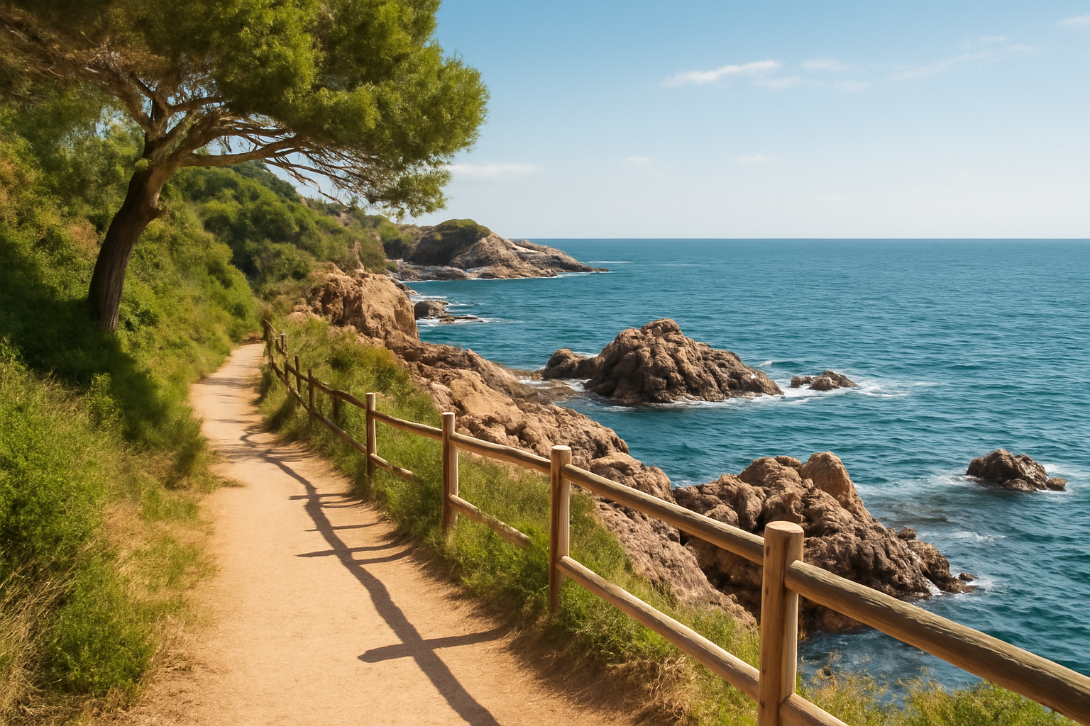 Sendero costero en la Costa Brava con vistas al mar