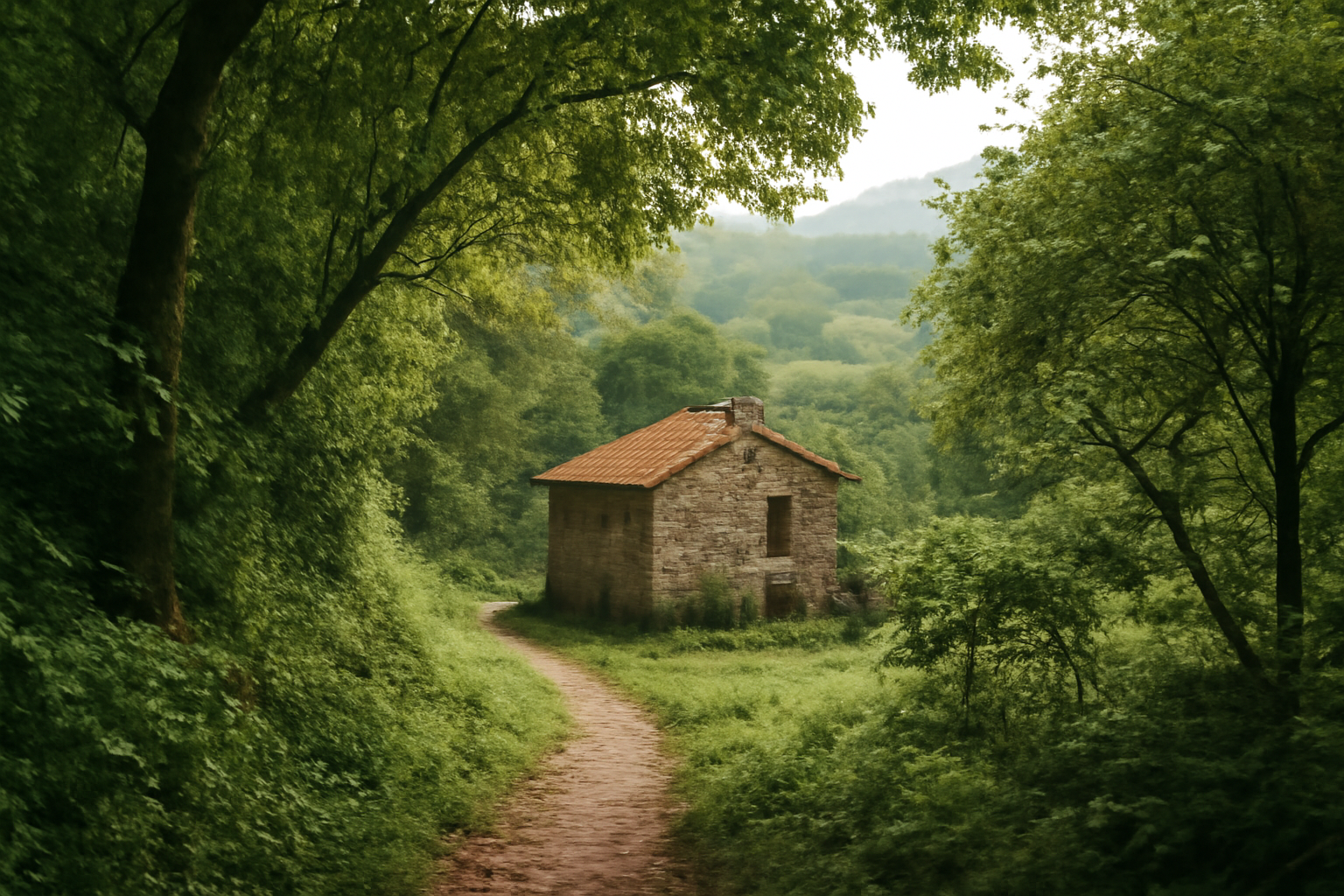 Sendero natural entre bosque cerca de Casa Rural a Sara