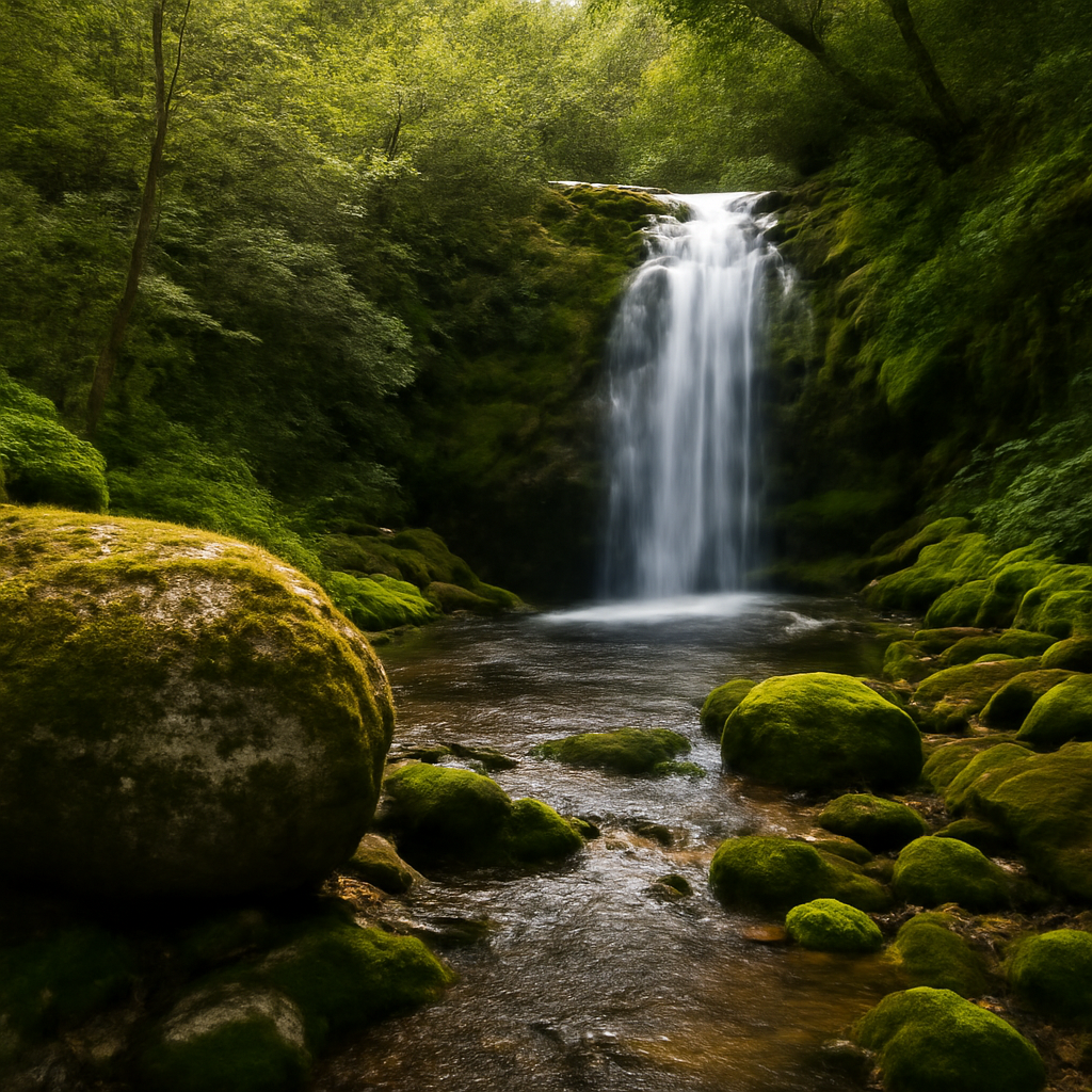Cascada o salto de agua cerca de Luz de Aroa