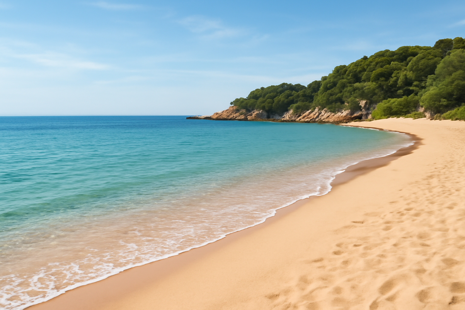 Playa mediterránea amplia en Palamós, Costa Brava