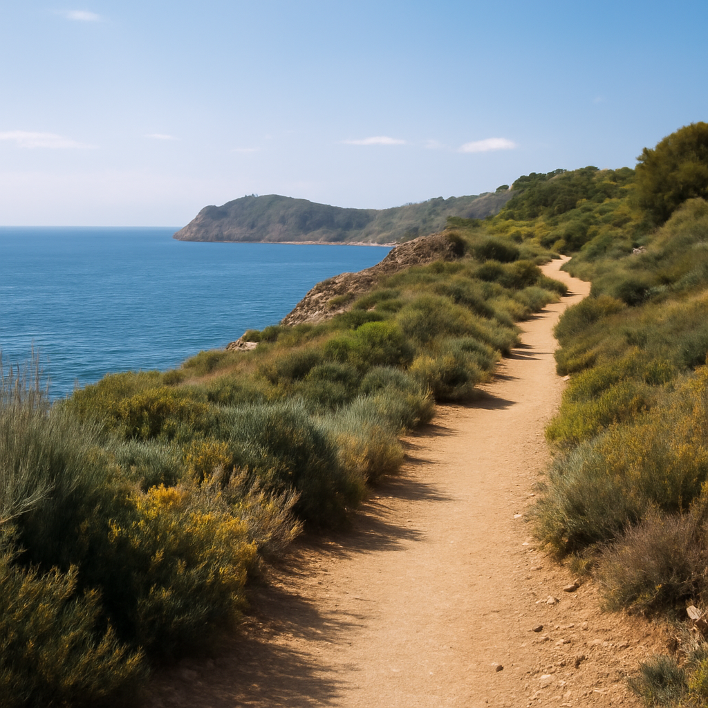 Sendero costero mediterráneo con vistas al mar en el entorno de Benidorm
