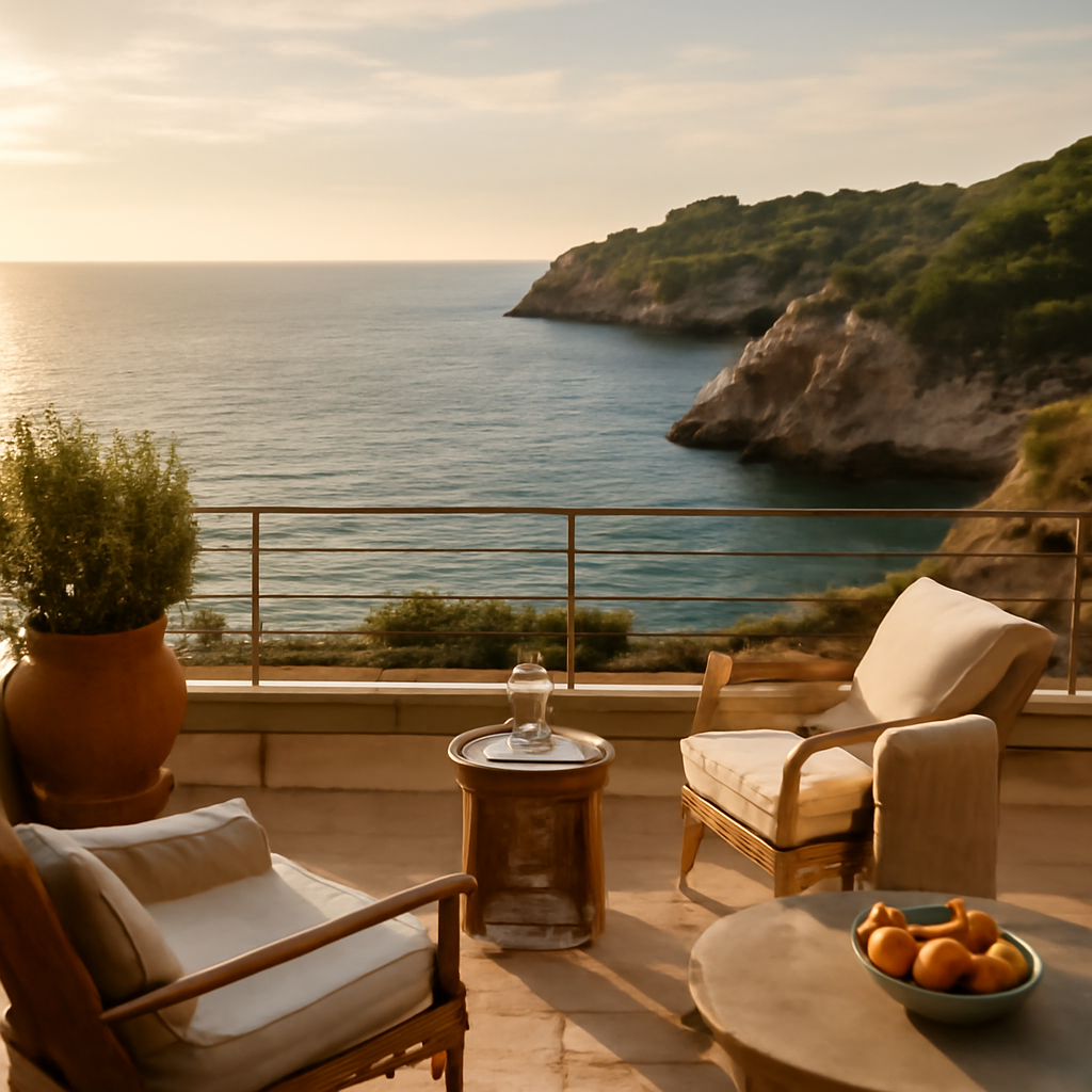 Terraza o mirador frente al mar cerca de can boni
