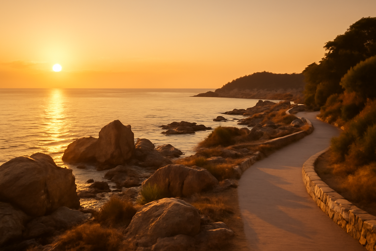 Atardecer en la costa cerca de Alojamiento 1