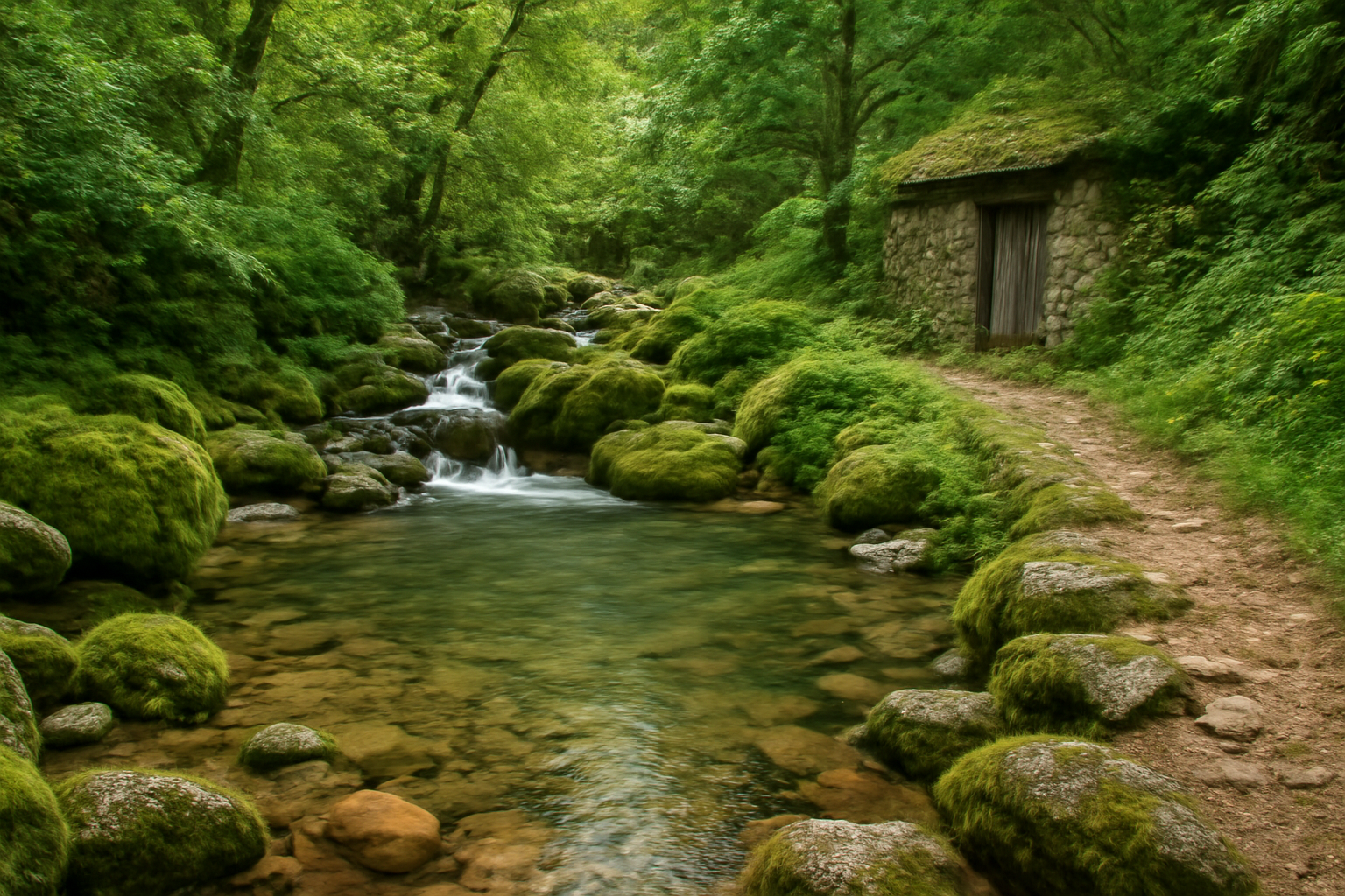 Río y poza natural cerca de Villa Destino
